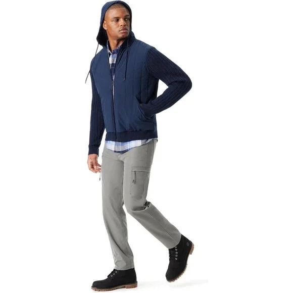 Bass Outdoor Mixed Media Jacket Mens 2XL Blue Long Sleeve Hooded Full Zip UPS289